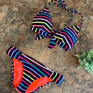NWOT Victoria Secret stripped neon bikini set